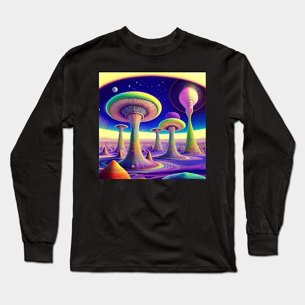 Shroom Fantasy Dream Worlds 19 Long Sleeve T-Shirt by Benito Del Ray